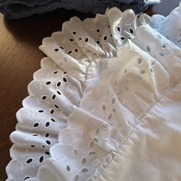 2 Vintage Chic White Eyelet Euro Shams. Anthropologie, Cottagecore , boho vibes - Picture 10 of 13